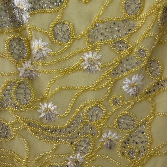 ESCADA Vintage Yellow Silk hand beaded Strappy Couture Top Size 38 - Picture 3 of 15